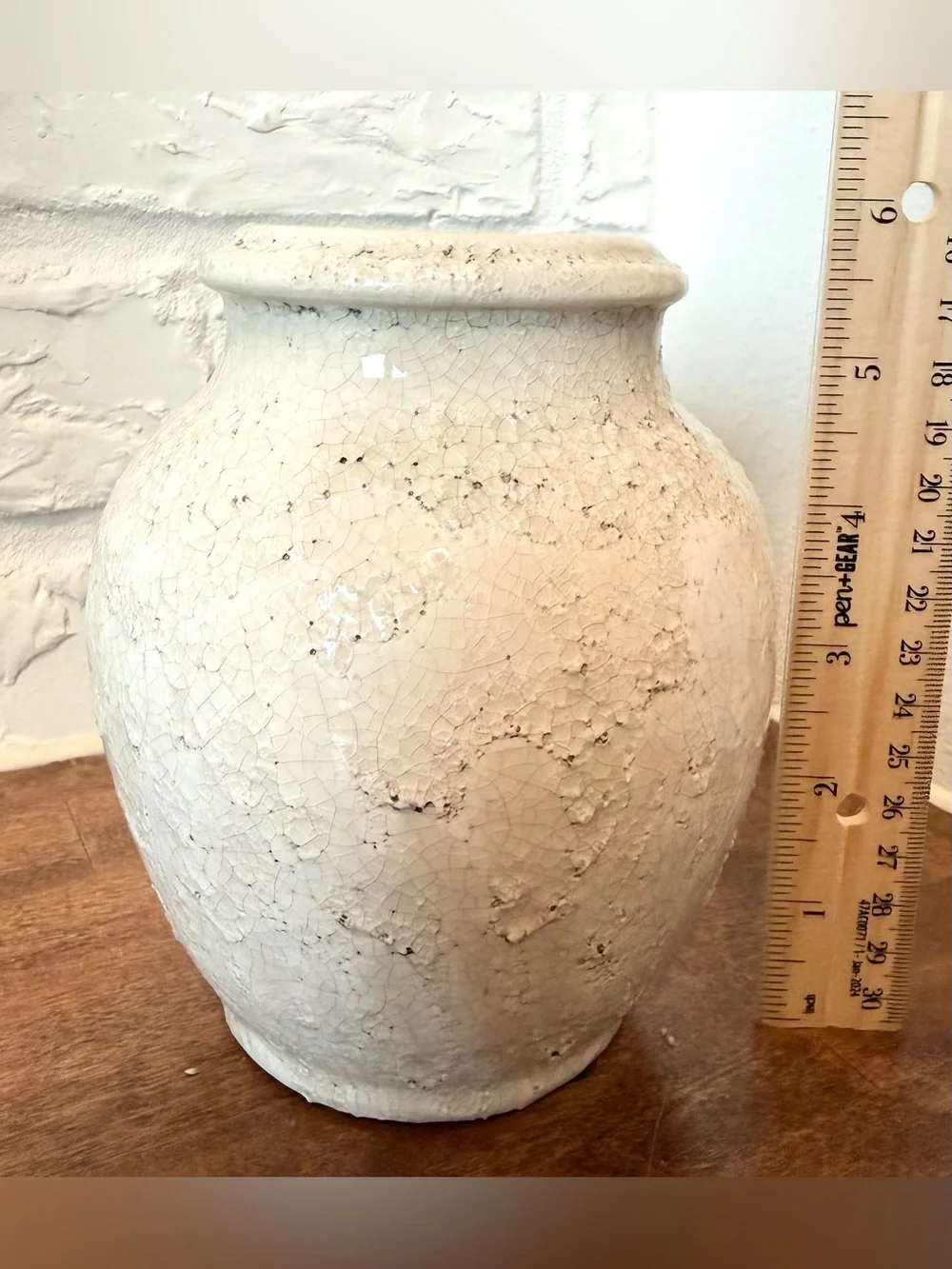Magnolia Marie Distressed Crackle Vase Short Cream Farmhouse Decor